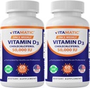 Vitamatic 2 Pack Vitamin D3 50,000 IU (as Cholecalciferol), Once Weekly Dose, 1250 mcg, 60 Veggie Capsules 1 Year Supply, Progressive Formula Helping Vitamin D Deficiencies (Total 120 Veg Capsules)