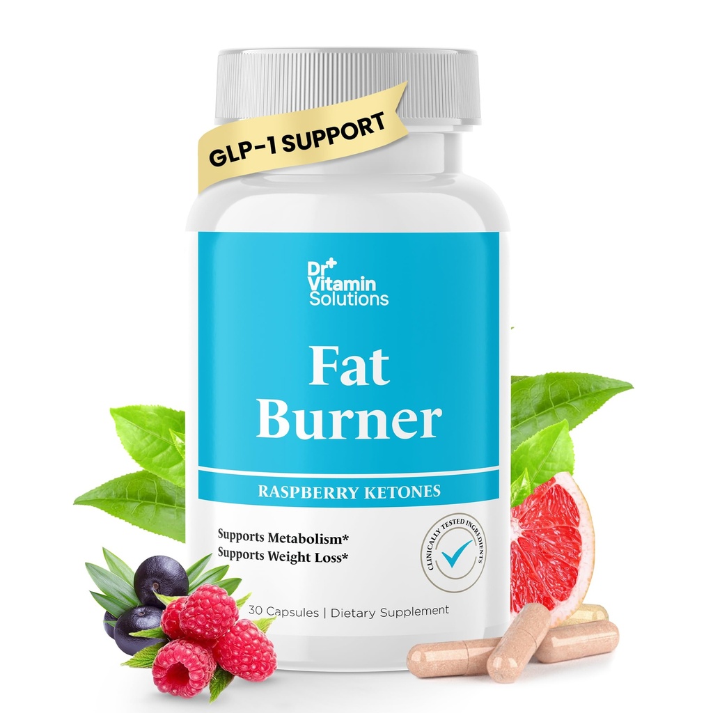 DR VITAMIN SOLUTIONS Fat Burner Weight Loss Pills for Women & Men with GLP-1 Support - Raspberry Ketones, Green Tea, Thermogenic Metabolism, Appetite Suppressant - Vegan, Non-GMO, 30 Day Supply