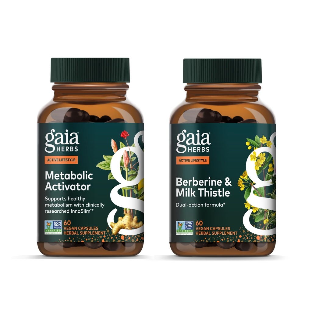 Gaia Herbs Berberine & Milk Thistle - Supports Liver Health*, 60 Capsules Metabolic Activator - AMPK Pathway Support with Clinically Researched Ingredients*, 60 Vegan Capsules - Bundle