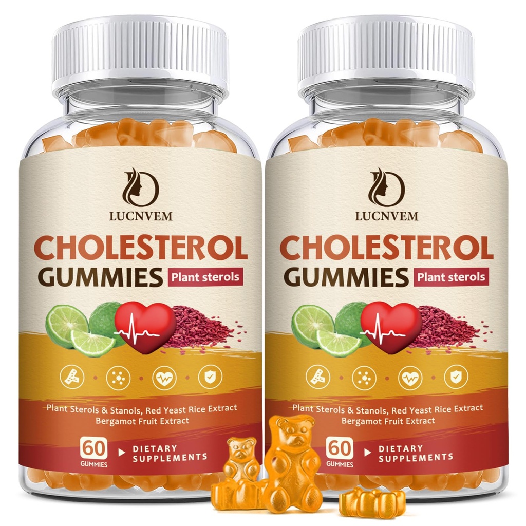 (2 Pack) Cholesterol Kosttilskud Gummies for Cholesterol Sund, Plant Steroler & Stanoler, Rød Gær Rice, Citrus Bergamot Complex for Cholesterol, Hold sunde Cholesterol Niveauer - 60 dages forsyning
