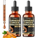 6in1 Liquid Turmeric Curcumin with Ginger, Berberine, Ceylon Cinnamon, Bitter Melon, Black Pepper - Drops Extract for Joint Support - 2Packs of 1 Fl Oz