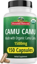 Peruvian Naturals Organic Vitamin C fra Camu Camu Kapsler 1.500mg - 150 Vegan Pills, Natural Vitamin C fra Whole Food Camu Berry Organic, Non- GMO