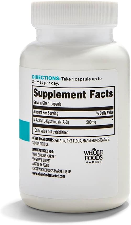 365 by Whole Foods Market, N- Acetyl L- Cysteine 500 MG, 100 Count (pakke med 2)