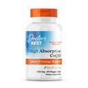 Doctor 's Best High Absorption CoQ10 200mg with BioPerine Supplement - Coenzym Q10 Caps for Heart Health & Antioxidant Support, CoQ10 200 mg for kvinder & mænd, Non GMO - 60 Veg kapsler