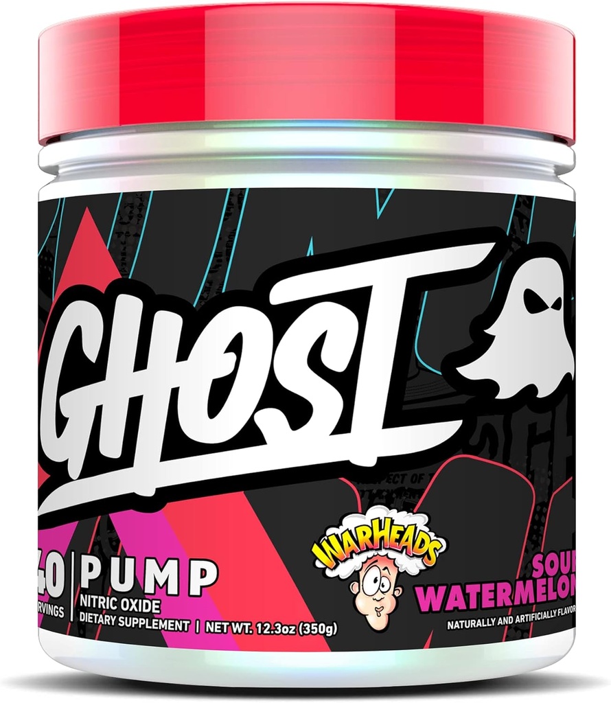 GHOST pumpe nitrogenoxid pulver, Warheads sour Watermelon - 40 Serveringer - Sukker & Stim- Gratis præ-workout tillæg - L- Citrullin, Arginin Nitrat & L- Glutathione - Soy & Gluten- Free, Vegan