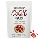 CQ10, 200 mg per Serving, 300 softgels with Coconut MCT Oil, Highly absorbable ubiquinone Form of CoQ10, antioxidant Support for Heart and Energy Health, Non-GMO, Gluten-Free, Soy-Free.