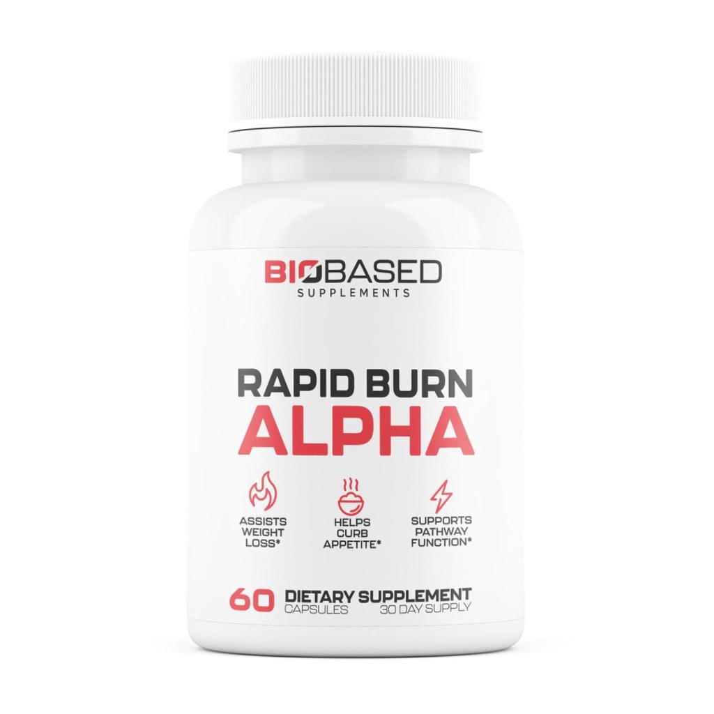 Rapid Burn Alpha - Fat Burner for mænd - Understøtter sunde pathways forbundet med GLP-1 Aktivitet - Understøtter Appetite Control, Energy Booster, Hjælper med at øge stofskiftet & fedt tab - 60 Unisex kapsler