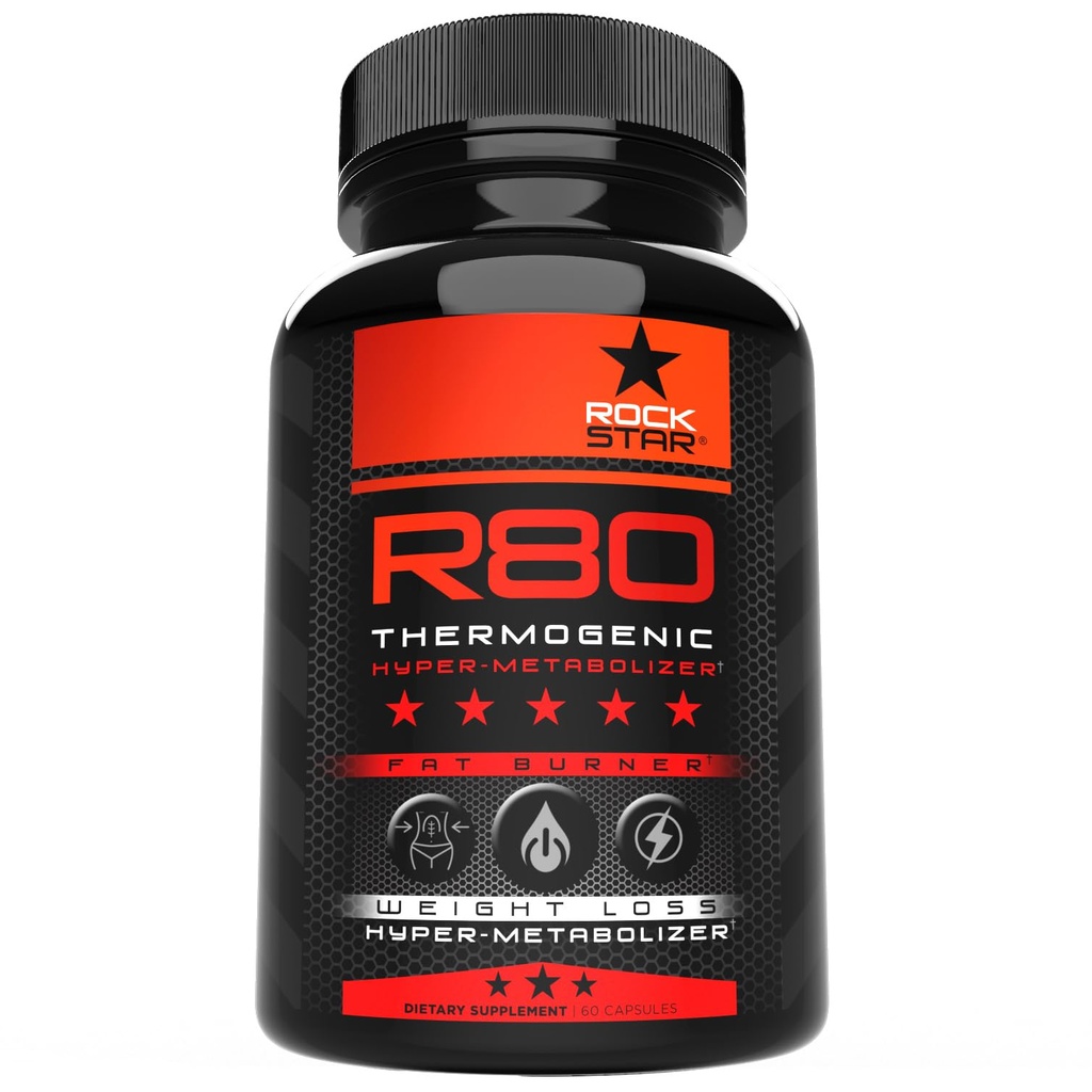 Rockstar R80 Ekstrem termogen Hyper- Metabolizer Fat Burner til mænd og kvinder - GLP-1 Support, Appetite Suppressant, Thermogen vægttab piller