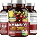 Nummer et Nutrition Premium D Mannose Supplement for kvinder og mænd [Max Strength, 1350MG] Natural D-Mannose med tranebær, Hibiscus og Mælkebøtte for Urinary Tract Health, 120 Greve
