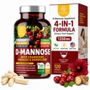 Nummer et Nutrition Premium D Mannose Supplement for kvinder og mænd [Max Strength, 1350MG] Natural D-Mannose med tranebær, Hibiscus og Mælkebøtte for Urinary Tract Health, 120 Greve