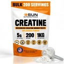 Micronized Creatine Monohydrate Powder 1kg (2.2lbs, 200 Servings) - Bulk Creatine Powder Supplements, 5g per serv, Unflavored, Third Party Tested, Supports Muscle Strength for Men & Women