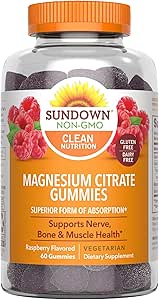Sundown Magnesium Citrate Gummies, Raspberry Flavored, 60 Greve