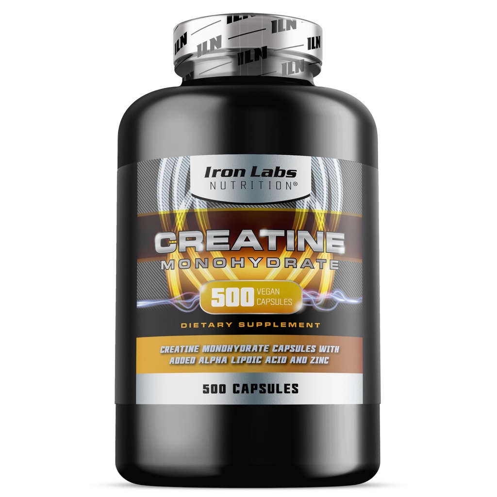 Iron Labs Nutrition Creatine Monohydrate (500 Capsules) - 3900mg Per Serving - Unflavoured Capsules - High Strength Creatine for Men & Women
