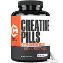 Crazy Muscle, Creatine Pills, 5g 3X Pure Creatine Monohydrate, Pre Workout Bulk Muscle Mass Gainer, High Absorption Easy to Take ThreeAtine 3 Type Optimum Performance for Lean Growth Men Women