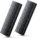 Stor Pill Organizer 2 Pack, Easy- Open Weekly Pill Organizer, XL Daily Pill Organizer, 7 dages medicin Pill Organizer, Medicin Box 7 dag for store vitamin kosttilskud (Double Black)