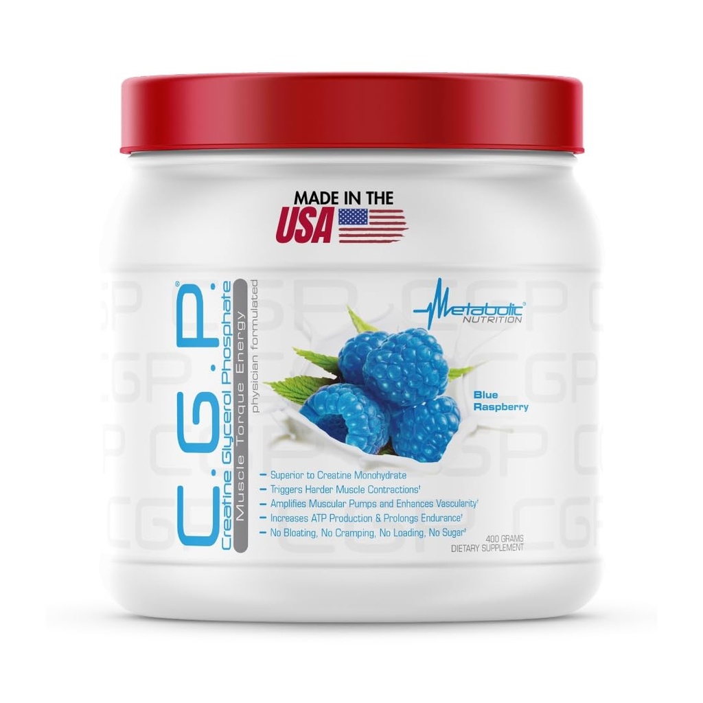 Metabolic Nutrition CGP 100% Micronized Creatine Monohydrate Powder with Glycerol Phosphate, ALA & Electrolytes - Workout Supplement for Muscle Growth, Hydration & Fast Recovery, 40 Servings 400g