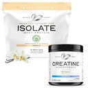 Muscle Feast Creatine + Isolate Bundle: 1 Creatine Powder (Unflavored, 300g) + 1 Whey Protein Isolate (Vanilla, 5lb) | Premium Supplements, Vegetarian, Gluten Free