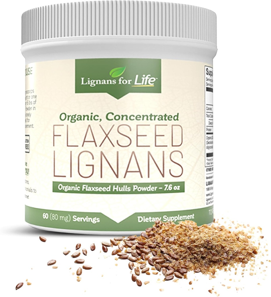 Lignans for Life - Natural Bulk Ground Flaxseed Powder - Omega 3 & 6 Fedtsyrer Fyldt High Fiber Antioxidanter - Støtte sundt hjerte & hår, sundt immunsystem - 60 Servere 80mg per fane, 1 pakke