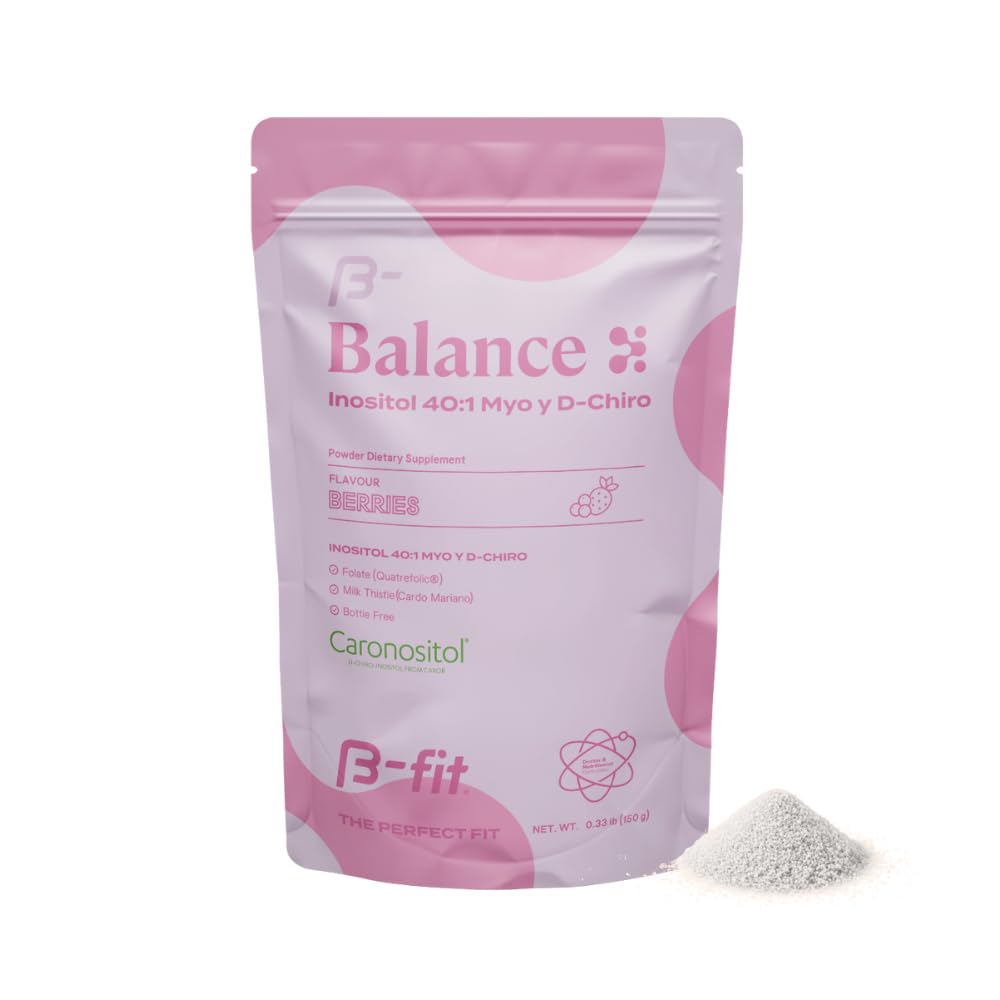 Inositol Balance 150g - Inositol 40: 1 Myo & D-Chiro - Pulver Kosttilskud - Berry Flavor - Folinsyre - Ingen tilsætningsstoffer - 100% Pure - Flaske fri