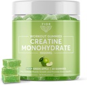 FIOR Creatinine Gummy - Bedste Creatinine Monohydrat Chewable, 60 Greve, Workout & Protein Supplement, Kognitiv Enhancement, Sour Green Apple Flavor, 30 Serveringer