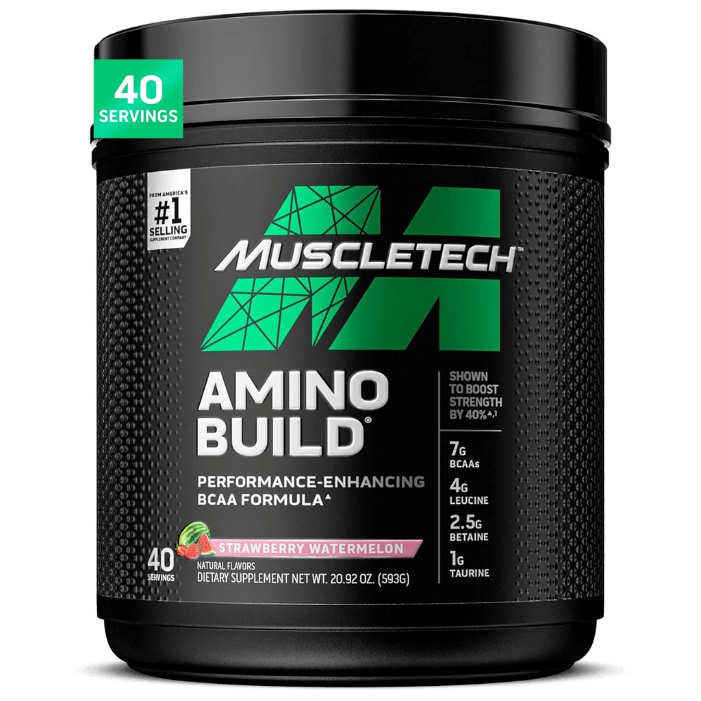 MuscleTech - 124; BCAA Aminosyrer + elektrolyte pulver - 124; 7g af BCAAs + Electrolytes Support - 124; Build Lean Muscle & Boost Endurance - 124; Strawberry Watermelon - 124; 593 gram - 124; 40 portioner