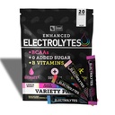 Zeal Naturals Enhanced Electrolyte Powder Stick Packs (Variety Pack - 20 Pakker) Sugar Free + BCAA B- Vitaminer & Pink Himalayan Salt - Keto Electrolytes, Hydration Powder