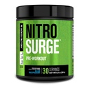 Jacked Factory NITROSURGE Pre Workout Supplement - Energy Booster, Instant Strength Gains, Clear Focus & Intense Pumps - NO Booster & Kraftfuld Preworkout Energy Powder - 30 Servering, Blå Hindbær