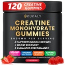 Creatine Monohydrate Gummies for Mænd & Kvinder, 9000MG Creatine Gummies Sugar Free with L- Taurine, BCAA 2: 1, B12 B6 for Boost Styrke, Focus & Endurance, Vegan, Non- GMO, Jordbær, 120pcs