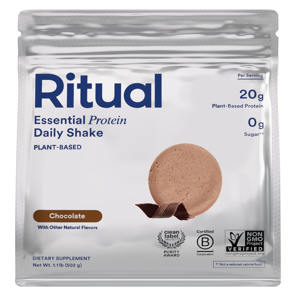 Ritual Vegan Protein Powder - 20g Pea Protein med BCAA Complete Aminosyreprofil - Understøtter Lean Muscle * - Plantbaseret protein - Testet for Heavy Metals - Sukkerfri * * - Ikke-GMO - Chokolade - 1 Lbs