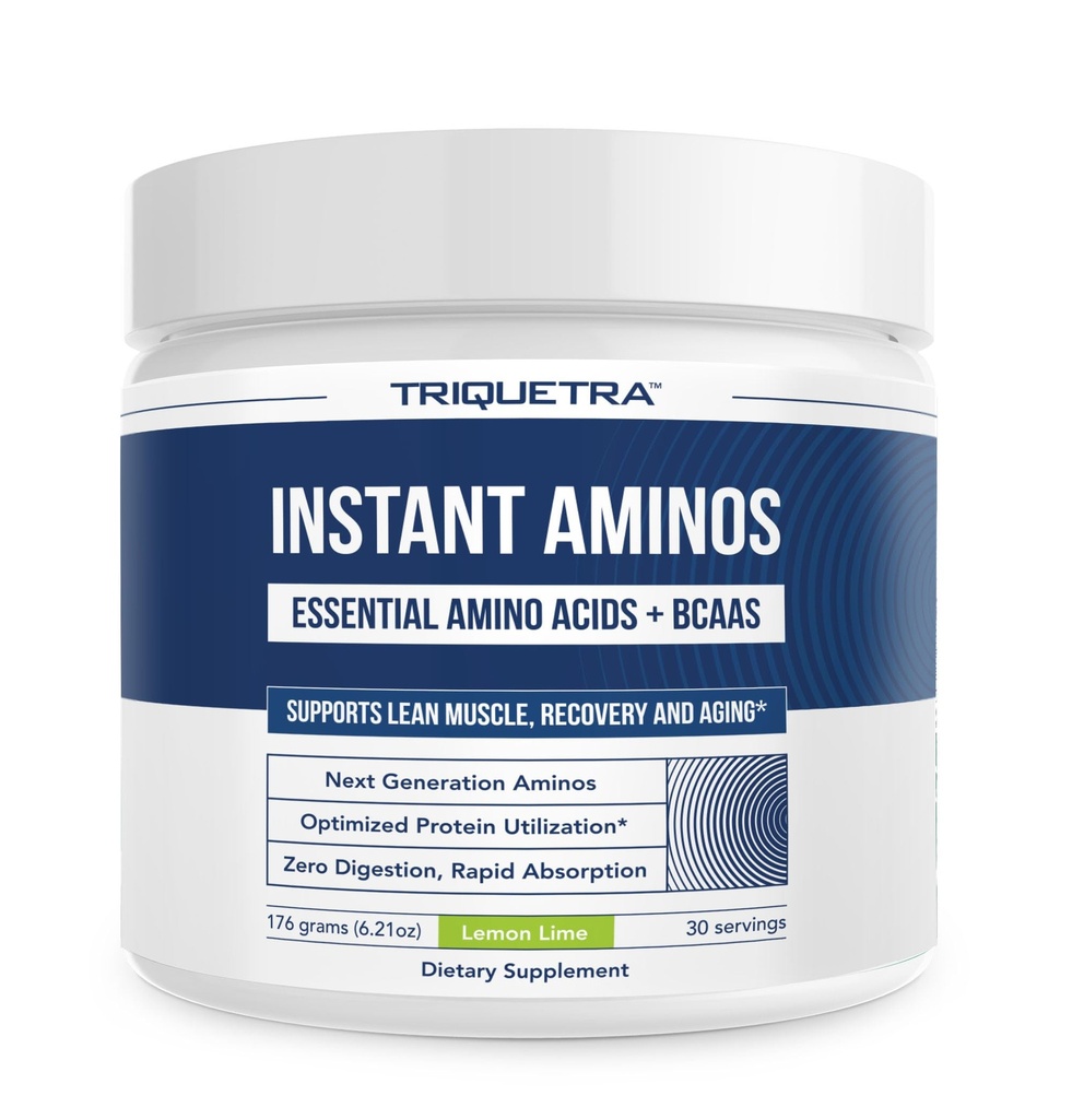 Instant Aminos - EAA + BCAA - 10 essentielle aminosyrer supplement, hurtig absorption, Zero fordøjelse - Understøtter Lean Muscle, Recovery & Aging - 321% DIAAS Protein Score - Lemon Lime (30 Servere)
