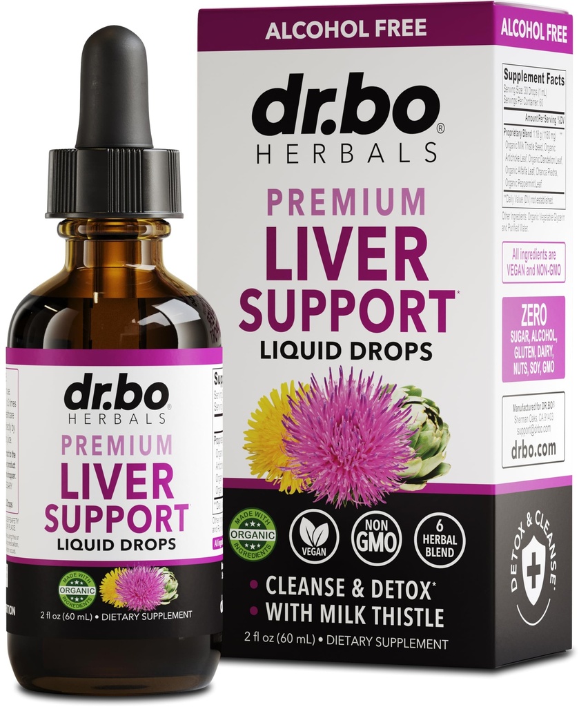 Lever Rense Detox & Reparation Organisk - Natural Lever Support Liquid Drops, Mælk Thistle Mælkebøtte, Chanca Piedra Extract, Artiskoke - Gallablære Sundhed Formel Kosttilskud Liquid Drops 2oz
