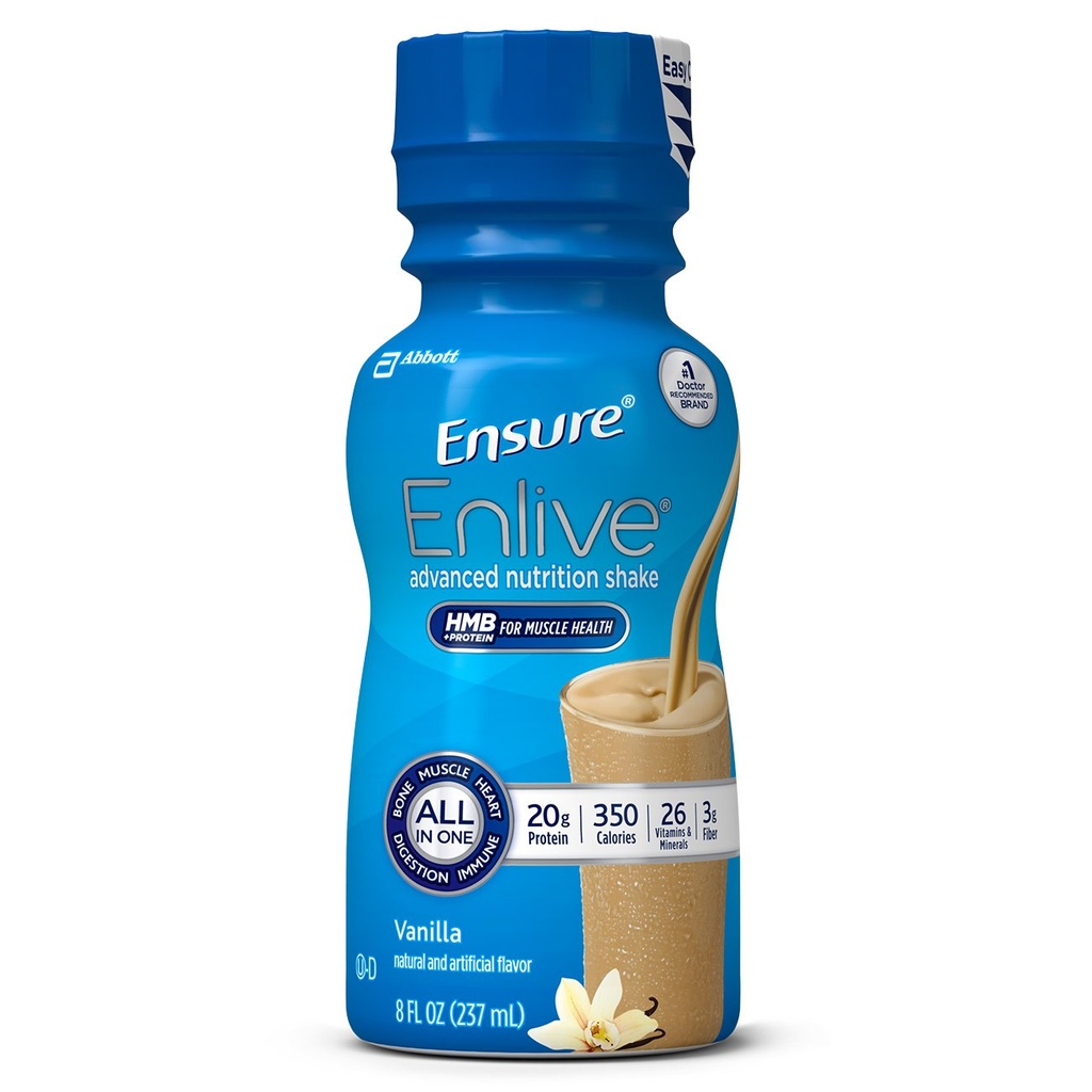Sikre Enlive Meal Erstatning Shake, 20g Protein, 350 kalorier, Advanced Nutrition Protein Shake, Vanilla, 8 Fl Oz (pakke med 4)