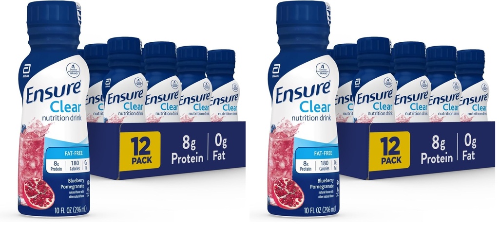 Sikre flydende klar ernæring drik, 0g fedt, 8g protein, blåbær Pomegranat, flaske, glutenfri, 10 Fl Oz (pakke med 24)