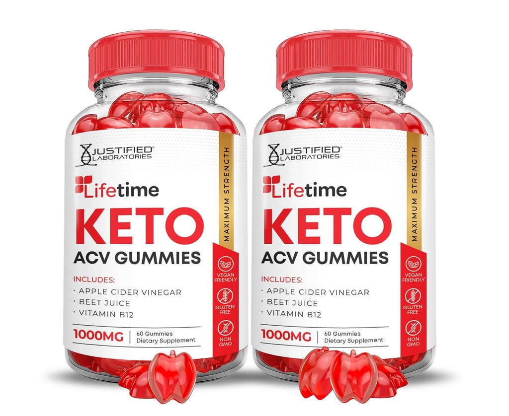 (2 Pack) Lifetime Keto ACV Gummies Advanced Formel 1000MG Lifetime Keto Gummies Apple Cider Vinagar Formuleret med Pomegranat Beet Juice Powder B12 Vegan Non GMO 120 Gummys