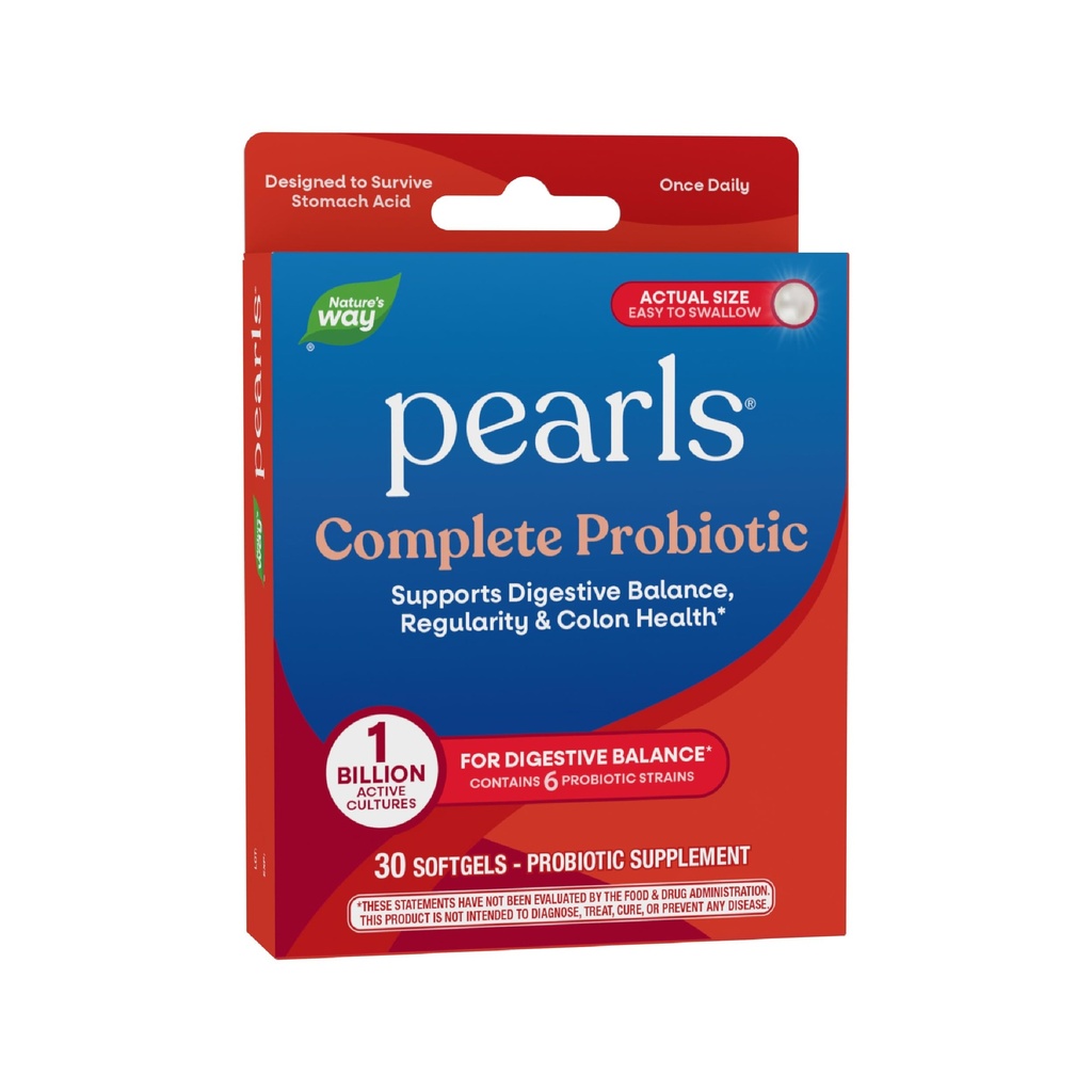 Nature's Way Pearls Complete Probiotic, Supports Digestive Balance*, 1 Billion Live Cultures, Supplement for Men and Women, No Refrigeration Required, 30 softgels (Packaging May Vary)