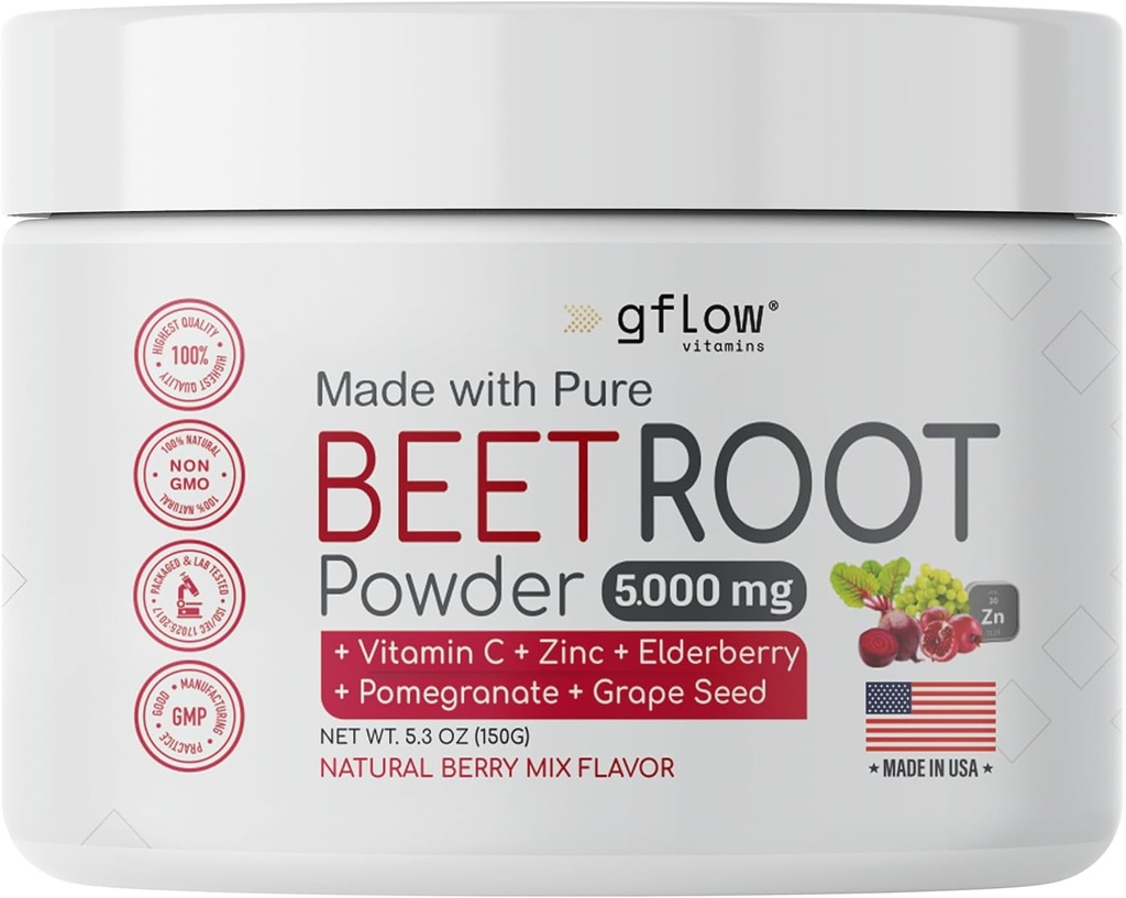 Beet Root Powder - nitrogenoxid Boost og hjerte sundhed - non-GMO superfood supplement - Natural Berry Mix Flavor, 30 Servering