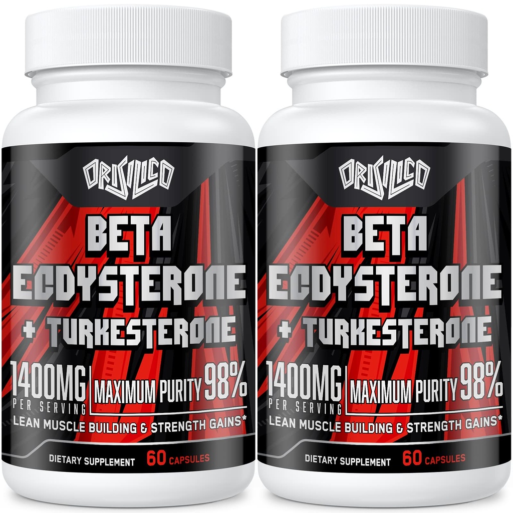1400mg Beta Ecdysterone og Turkesterone Kosttilskud, Maksimeret 98% Beta Ecdysterone & 20% Turkesterone ekstrakt for muskelmasse, styrke, proteinsyntese, 120 kapsler
