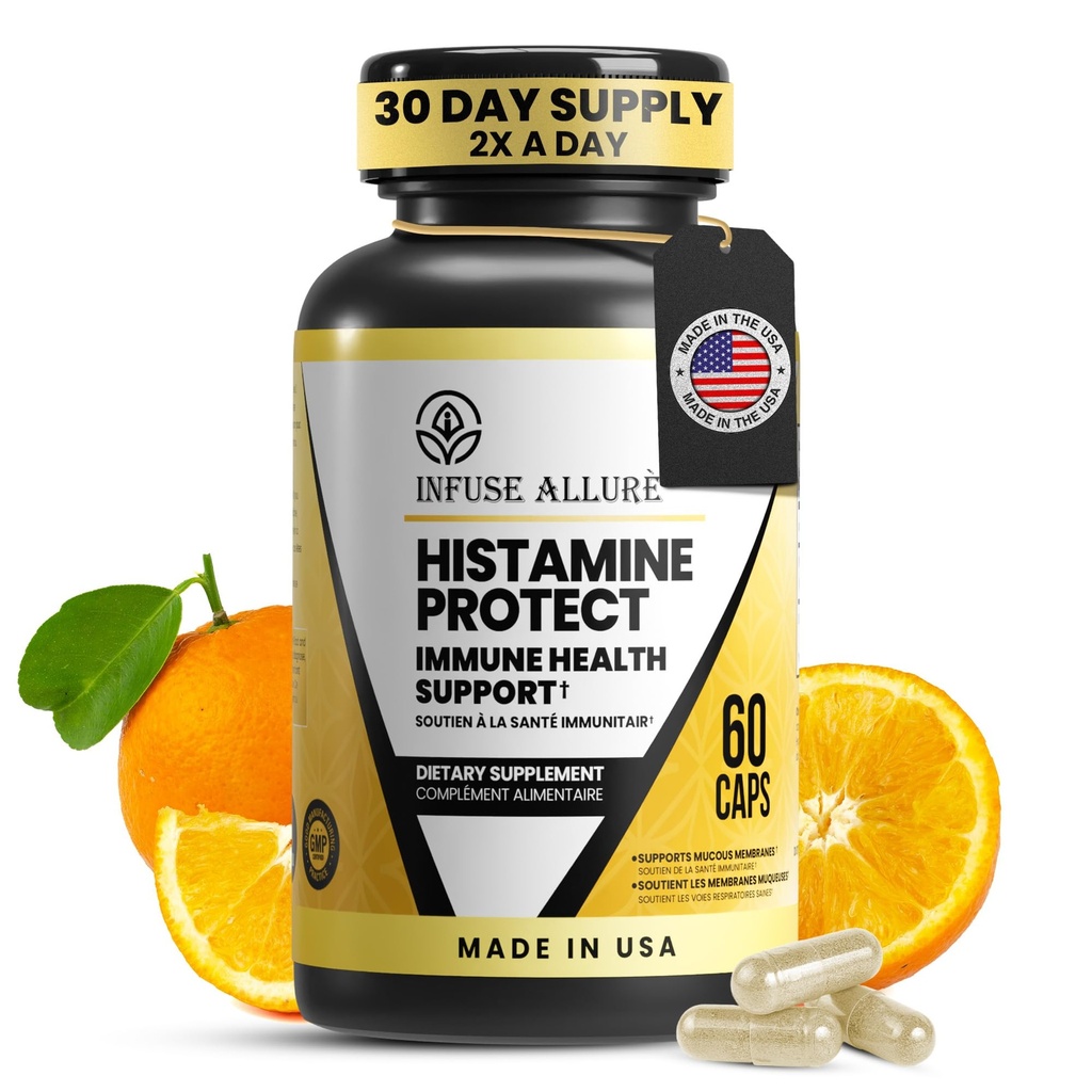 Premium Histamine Block Supplement - Advanced Diamine Oxidase DAO Enzyme for Food-Derived Histamine Intolerance - Made in USA 60 Capsules