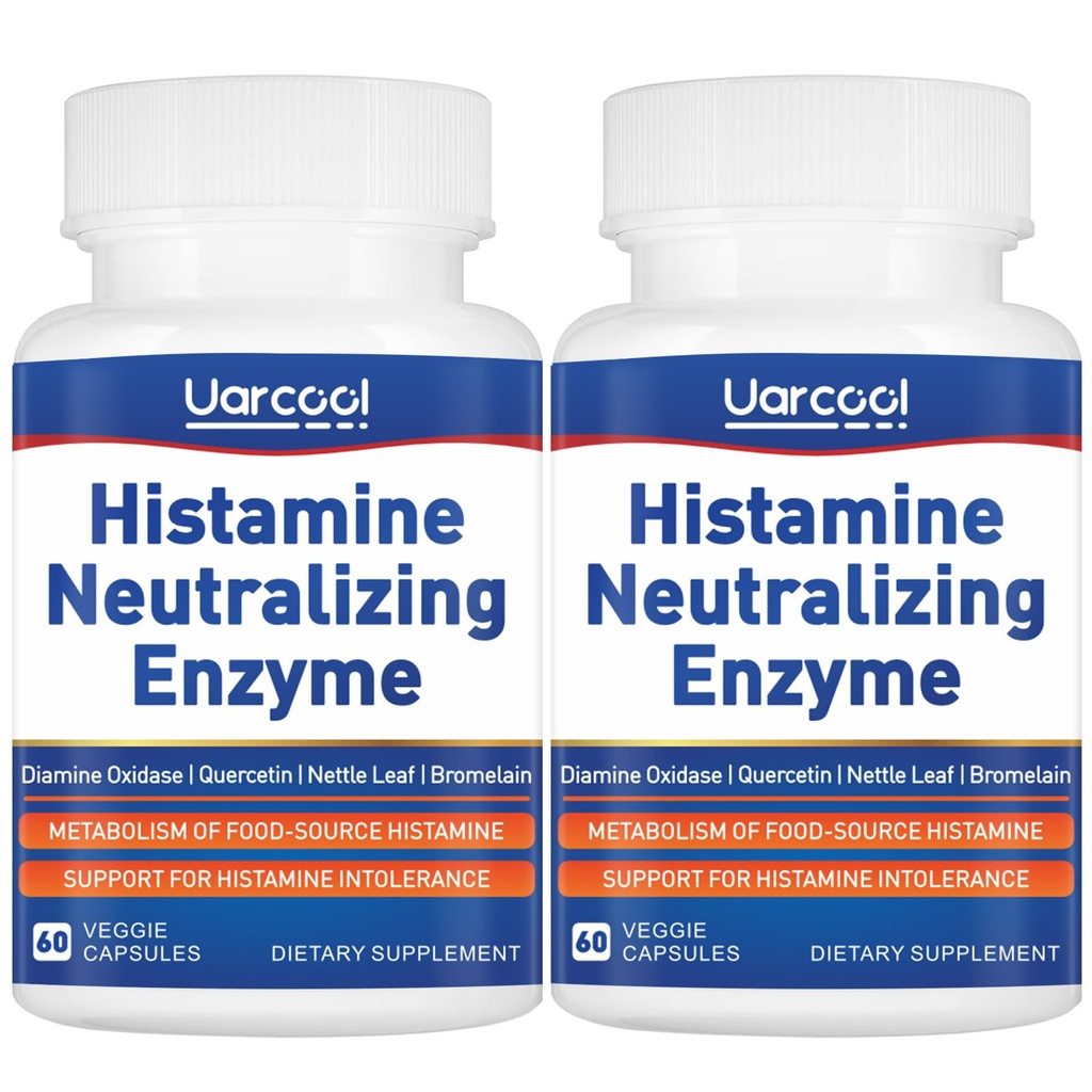 DAO Enzyme supplement Histamine Diaminoxidase supplement til Glat fordøjelse - Lavet i USA - 60 Softgels (2 flasker)