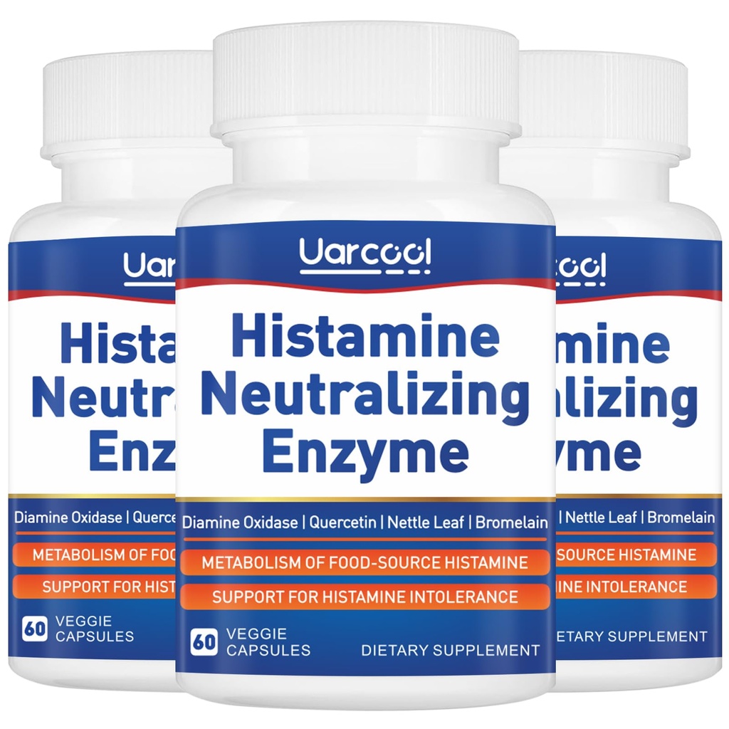 DAO Enzyme supplement Histamin Diaminoxidase supplement til Glat fordøjelse - Lavet i USA - 60 Softgels (3 flasker)