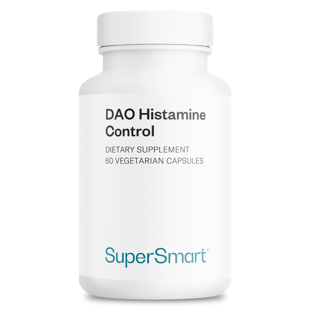 Supersmart DAO Histamine Control (High Potency) - Micro-Encapsulated Pea Sprouts DAO Enzyme - Enhanced with Quercetin & Vitamin C - Diamine Oxidase Supplement | Vegan - 60 Vegetarian Capsules