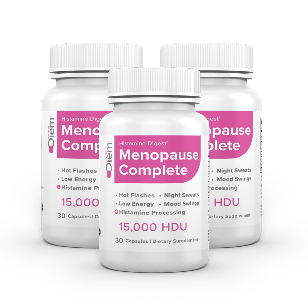Omne Diem Menopause Complete DAO Plus Hormone Support - Diaminoxidase (DAO) Enzyme + Estro8PN Humle, Citicolin, Flaxseed & Black Cohosh - 30 kapsler (90)