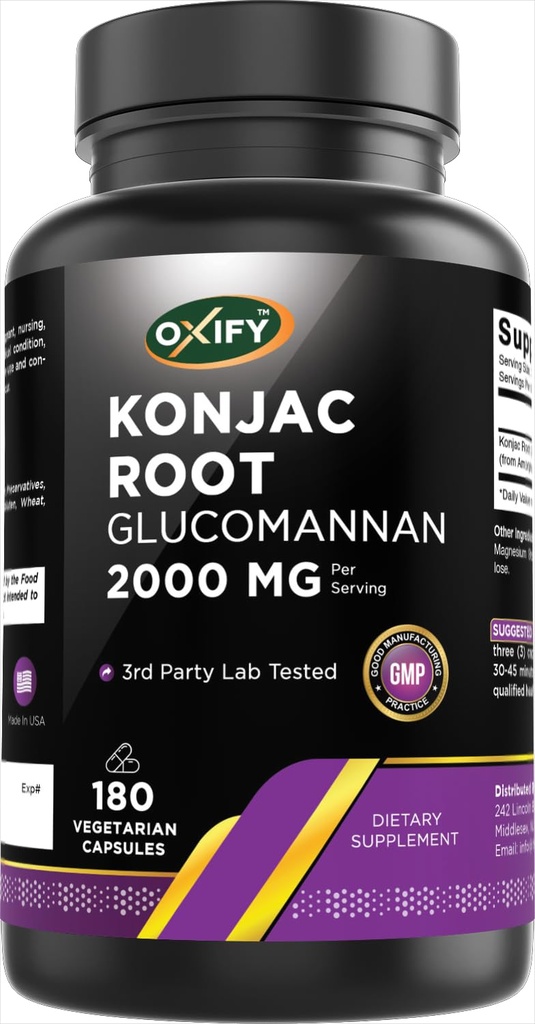 Oxify Konjac Root Glucomannan 2000 mg 12. 4; 180 Vegetariske Kapsler 12. 4; Glutenfri, ikke- GMO 12. 4; Supplement Made in USA