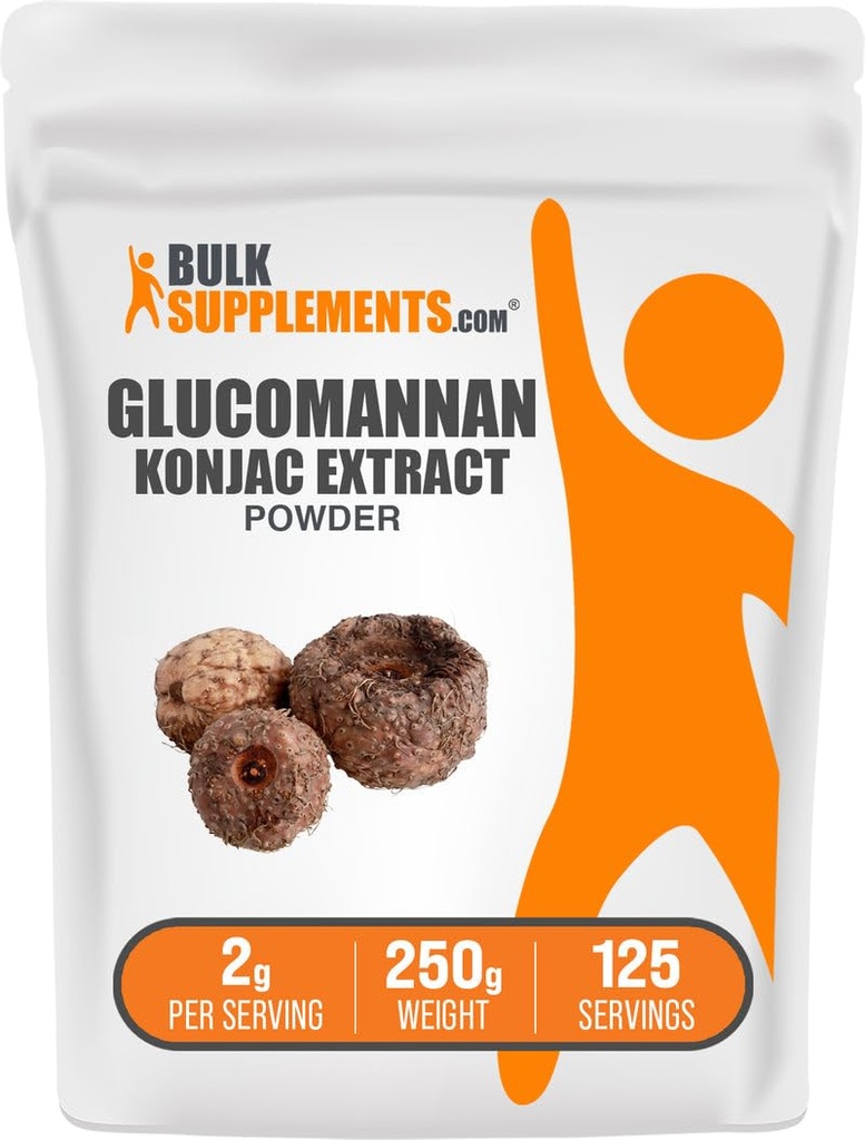 Bulkadditions.com Glucomannan Powder - fra Konjac Root Extract Powder, Glucomannan Kosttilskud - Gluten Free, 2g per Serving, 250g (8,8 oz) (Pack of 1)