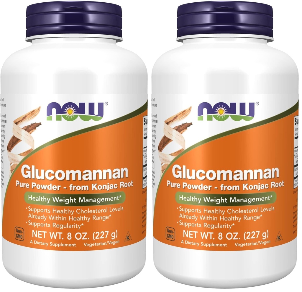 Now Foods Supplements, Glucomannan (Amorphophallus konjac) Pure Powder, Supports Regularity *, Sund Vægt Management *, 8 Ounce, (pakke med 2)