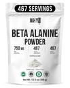 WHYZ Beta alanine pulver Pure Beta alanine Pre- workout supplement for vedvarende energi til mænd og kvinder, Alanine supplement for Endurance, 467 Servering, 350g (12,3 lb)