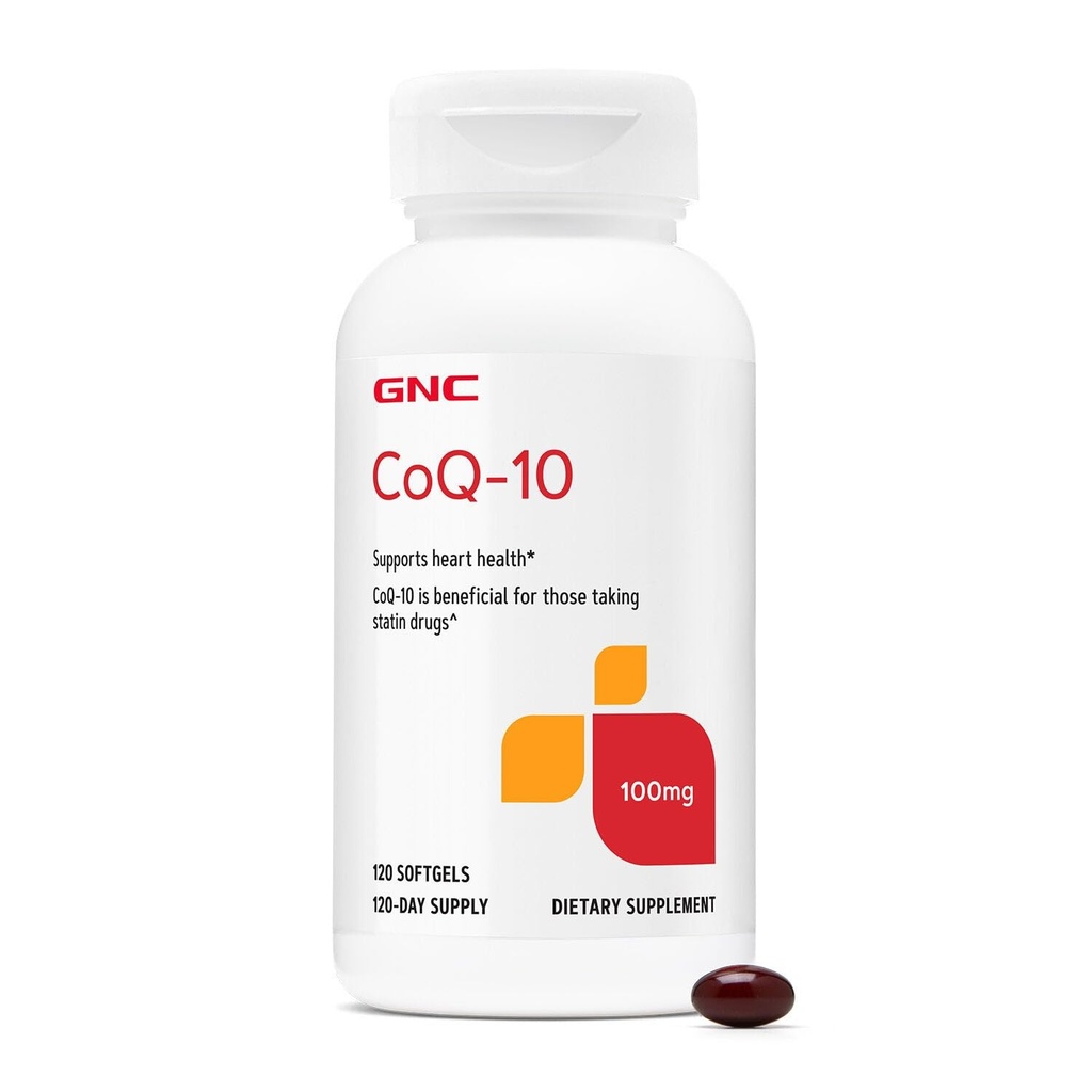 GNC CoQ- 10 100mg - Heart Health & Cellular Energy Support Kosttilskud - Antioxidant til sundt hjerte-kar-system - Let at synke bløddele - Gluten- Free - 120 Greve (120 Servere)