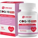 OMOGS CoQ10 200mg Softgels, Coenzym Q10 High Absorption Supplements Heart Health, Cardiovaskulær Health, Immunsystem & Cellular Energy Production, Gluten Free, 90 Softgels