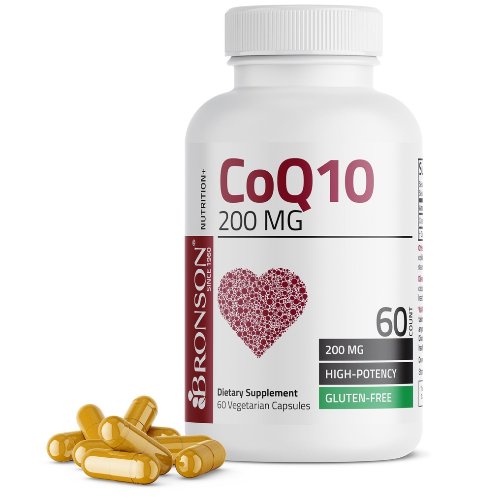 Bronson CoQ10 200 MG High Potency Cellular Energy Production, 60 Vegetariske Kapsler
