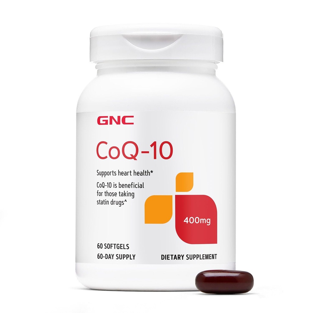 GNC CoQ- 10 400mg - Heart Health & Cellular Energy Support Kosttilskud - Antioxidant til sundt hjerte-kar-system - Let at synke Softels - Gluten- Free - 60 Greve (60 Servere)